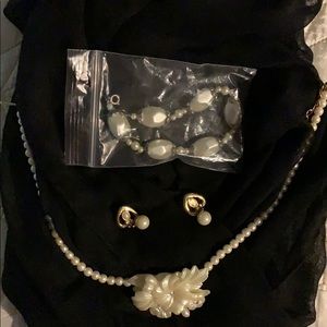 Pearl choker / pearl ear drops/bracelet
